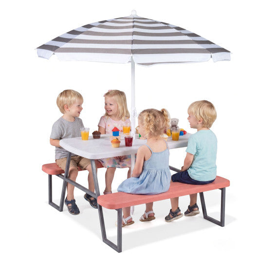 Kids Picnic Table with Benches Seats up to 4-Brown W2B