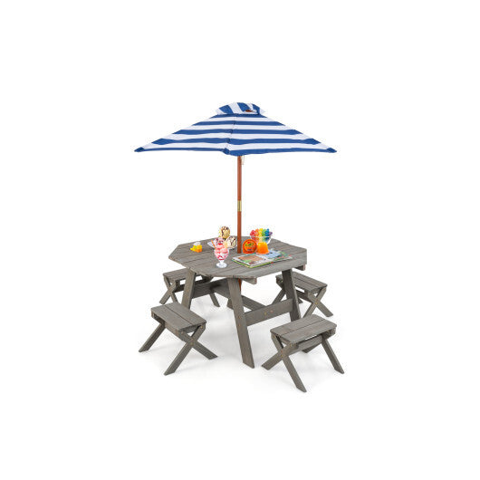 Kids Wooden Table Set for Children Aged 3+ Years-Gray W2B