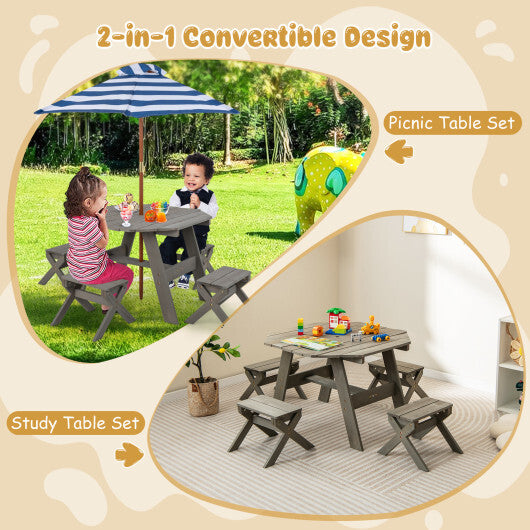 Kids Wooden Table Set for Children Aged 3+ Years-Gray