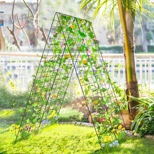 A-Frame Garden Trellis for Climbing Plant with Ground Stake and Cable Tie-Green W2B