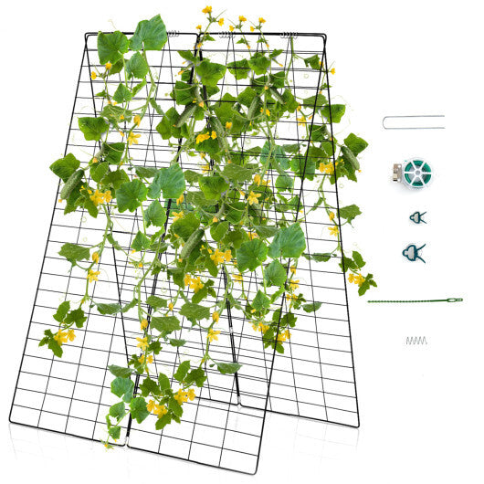 A-Frame Garden Trellis for Climbing Plant with Ground Stake and Cable Tie-Green W2B
