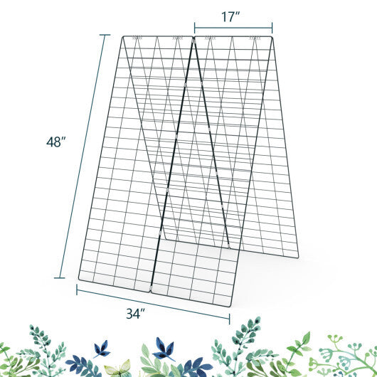 A-Frame Garden Trellis for Climbing Plant with Ground Stake and Cable Tie-Green W2B