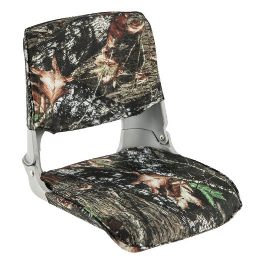 Low Back Folding Padded Boat Seat with 4 Bolts for Outdoor Adventures-Camouflage W2B