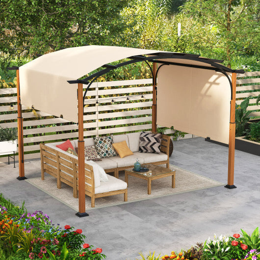 10 x 12 FT Outdoor Retractable Pergola with Retractable Canopy for Patio-Beige W2B