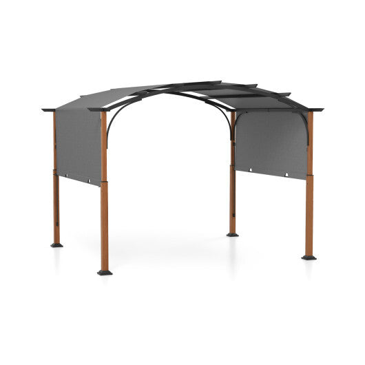 10 x 12 FT Outdoor Retractable Pergola with Retractable Canopy for Patio-Beige W2B