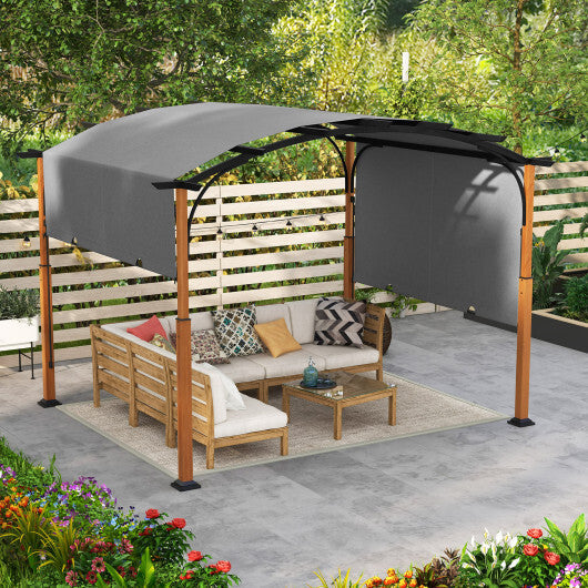 10 x 12 FT Outdoor Retractable Pergola with Retractable Canopy for Patio-Beige W2B