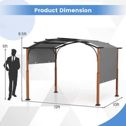 10 x 12 FT Outdoor Retractable Pergola with Retractable Canopy for Patio-Beige W2B