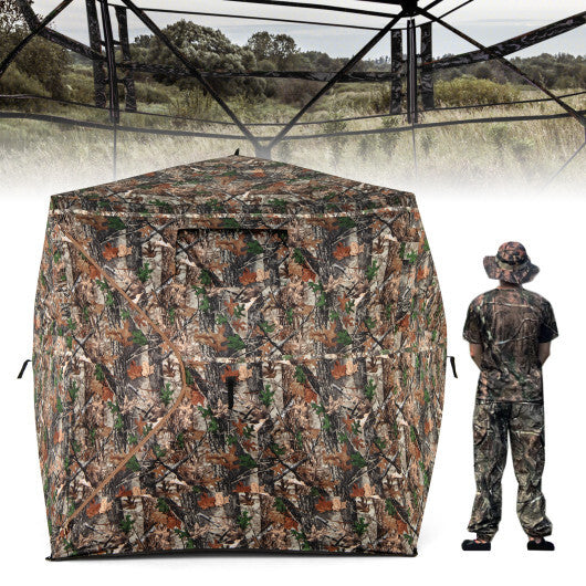 82 Inch Tall Hunting Blind 270 One Way See Through Ground Tent for 3-4 People