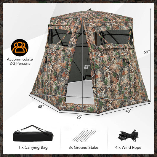 360? One Way See Through Ground Hunting Blind for Deer and Turkey Hunting
