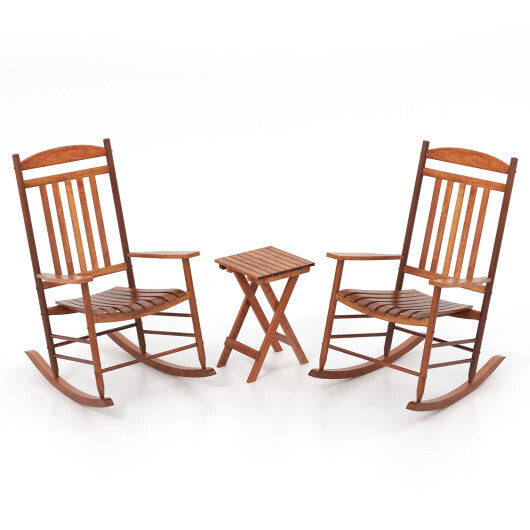 3-piece Outdoor Poplar Wood Rocking Bistro Set-Natural W2B
