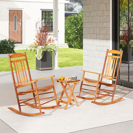 3-piece Outdoor Poplar Wood Rocking Bistro Set-Natural W2B