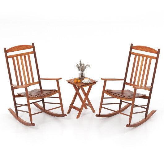 3-piece Outdoor Poplar Wood Rocking Bistro Set-Natural W2B