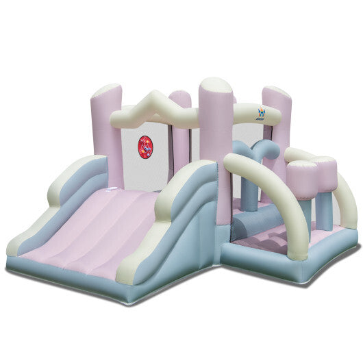 Kids Bounce House with Slide and 2 Boxing Columns for Party without Blower