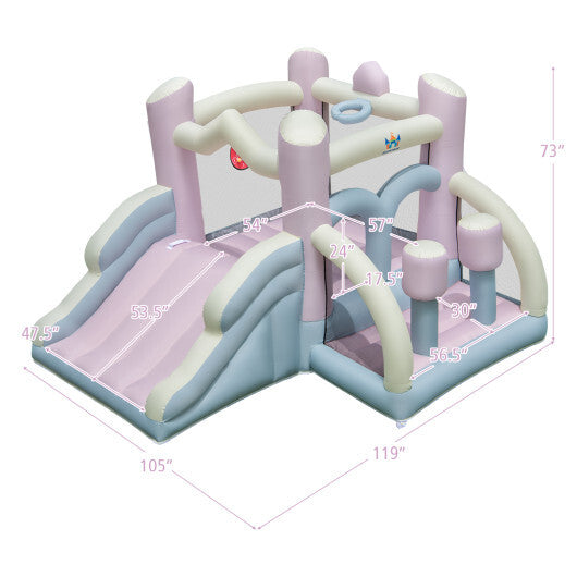 Kids Bounce House with Slide and 2 Boxing Columns for Party without Blower