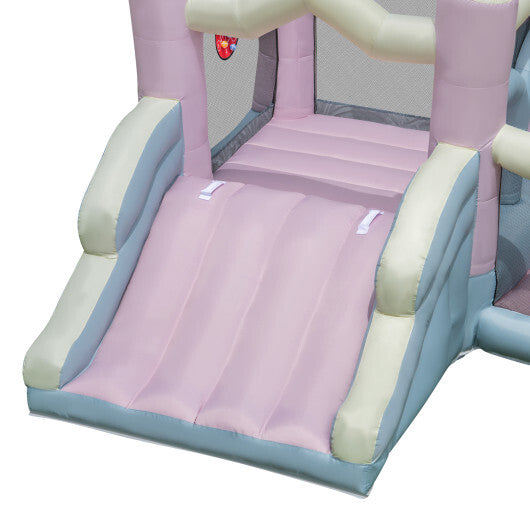 Kids Bounce House with Slide and 2 Boxing Columns for Party without Blower