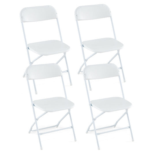 4 Pack Metal Folding Chairs with Plastic Seat and Back-White