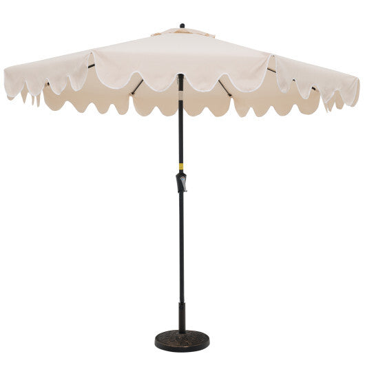 9 Feet Patio Umbrella with Crank Handle and Push Button Tilt-Brown W2B