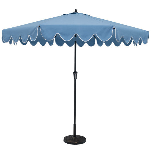 9 Feet Patio Umbrella with Crank Handle and Push Button Tilt-Brown W2B