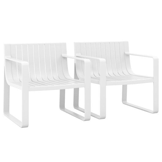 Patio Chairs Set of 2 with Curved Backrests and Seats-Blue