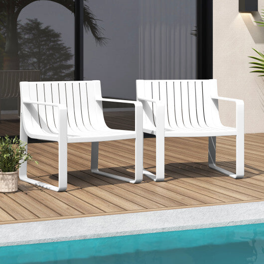 Patio Chairs Set of 2 with Curved Backrests and Seats-Blue