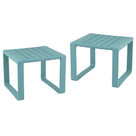 Weather Resistant Adirondack Outdoor Side Table Set of 2-Blue