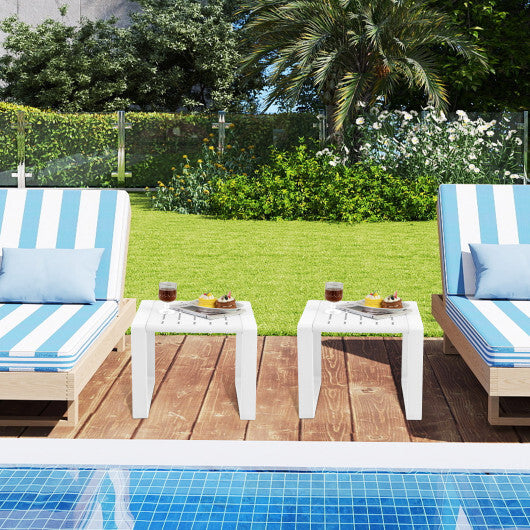 Weather Resistant Adirondack Outdoor Side Table Set of 2-Blue