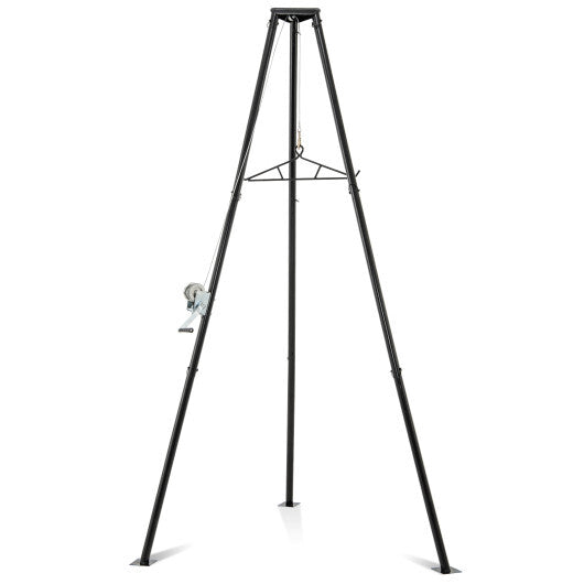 Tripod Game Hoist Deer Hanger 600 LBS Capacity Deer Skinning Rack-Black