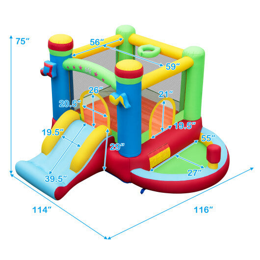 Inflatable Bounce House Kids Music-Themed Castle Sound Interaction Inflatable Bouncer without Blower