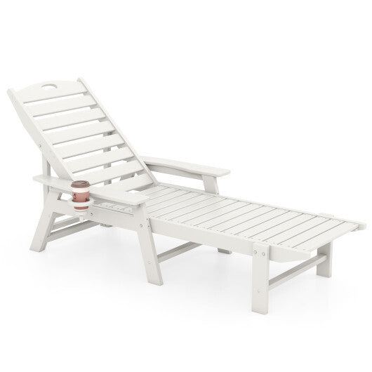 Patio Chaise Lounge Chair with 4 Position Backrest-White W2B