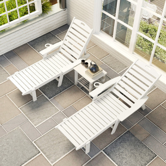 Patio Chaise Lounge Chair with 4 Position Backrest-White W2B