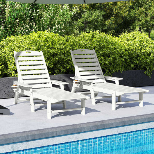 Patio Chaise Lounge Chair with 4 Position Backrest-White W2B