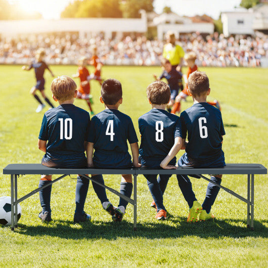 6 Feet Plastic Folding Bench Portable Seat with Handle and Lock-Gray