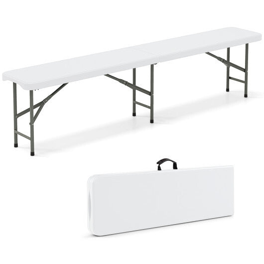 6 Feet Plastic Folding Bench Portable Seat with Handle and Lock-Gray
