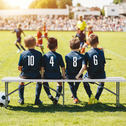 6 Feet Plastic Folding Bench Portable Seat with Handle and Lock-Gray