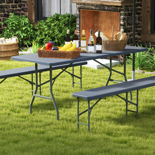 6 ft Portable Folding Table 350 LBS Fold-in-Half Table with HDPE Tabletop-Black W2B
