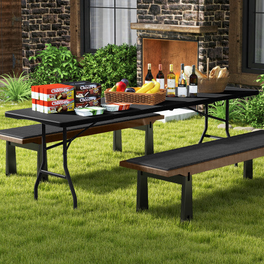 8 ft Portable Folding Table 350 LBS Fold-in-Half Table with HDPE Tabletop-White W2B