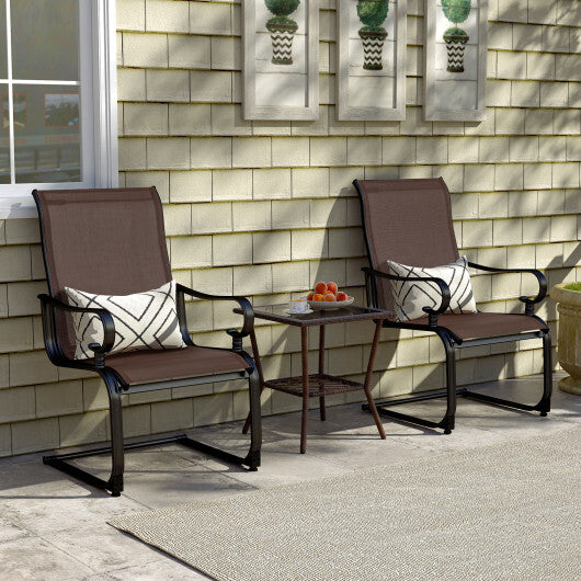 Set of 2 Patio Chairs with Quick-drying and Breathable Fabric for Backyard-Brown
