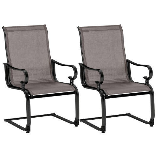 Set of 2 Patio Chairs with Quick-drying and Breathable Fabric for Backyard-Brown