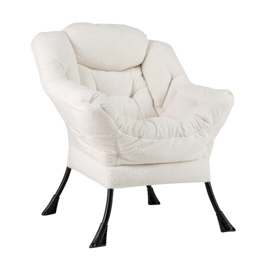 Sherpa UpholsteredAccent Chairwith Cozy Head Pillow-Gray W2B