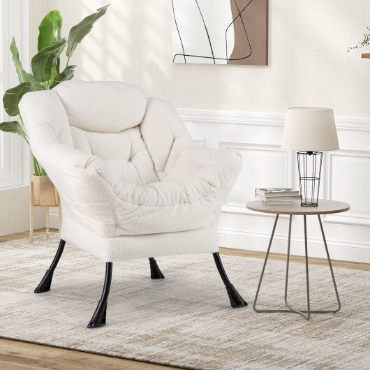 Sherpa UpholsteredAccent Chairwith Cozy Head Pillow-Gray W2B