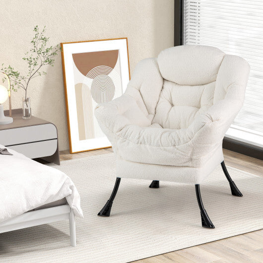 Sherpa UpholsteredAccent Chairwith Cozy Head Pillow-Gray W2B