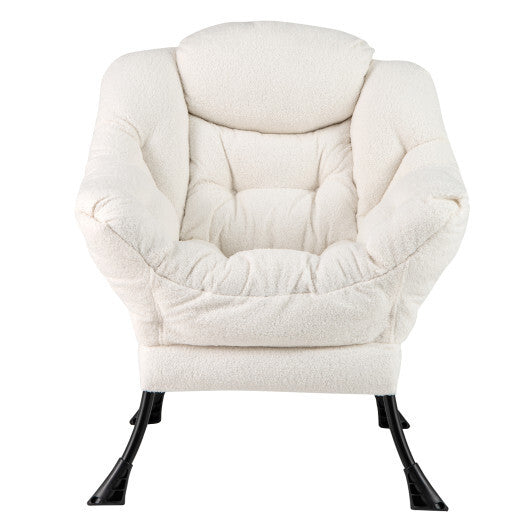 Sherpa UpholsteredAccent Chairwith Cozy Head Pillow-Gray W2B