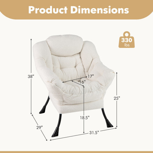 Sherpa UpholsteredAccent Chairwith Cozy Head Pillow-Gray W2B