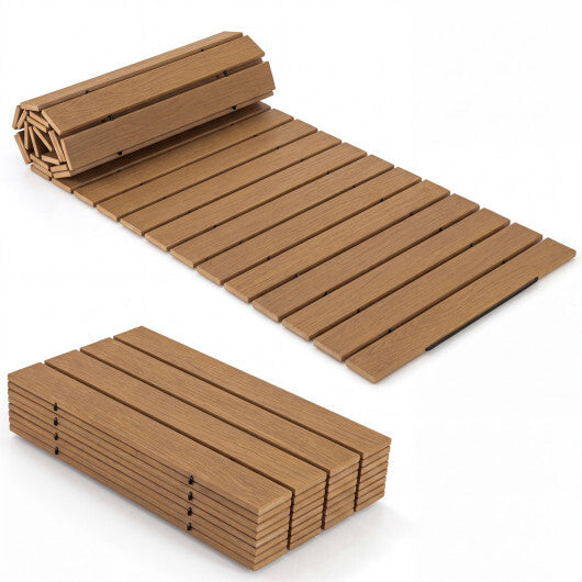 8 Feet Outdoor Pathway Straight Roll-Out Patio Boardwalk-Brown W2B