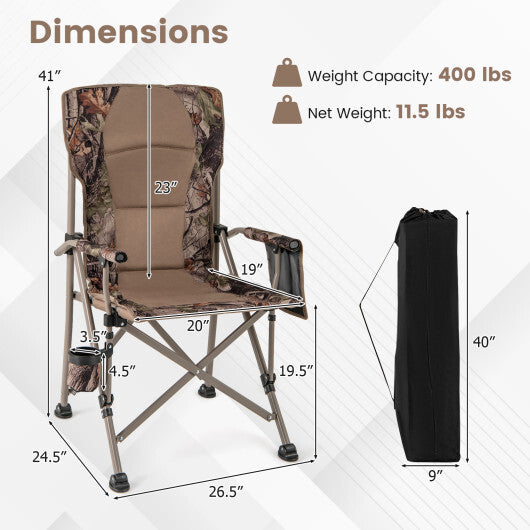 Portable Camping Chair with 400 LBS Metal Frame and Anti-Slip Feet W2B