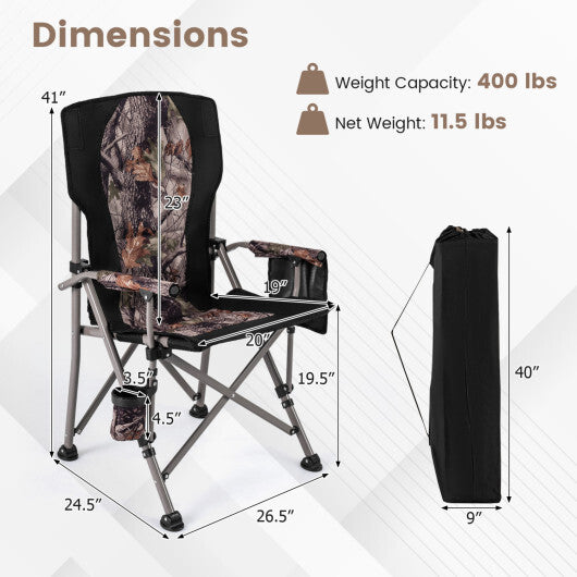 Portable Camping Chair with 400 LBS Metal Frame and Anti-Slip Feet W2B