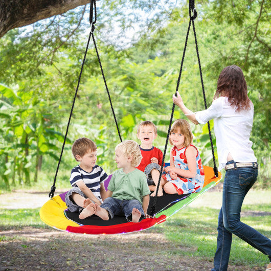 60 Inches Saucer Swing with LED Lights for Kids and Adults-Multicolor W2B