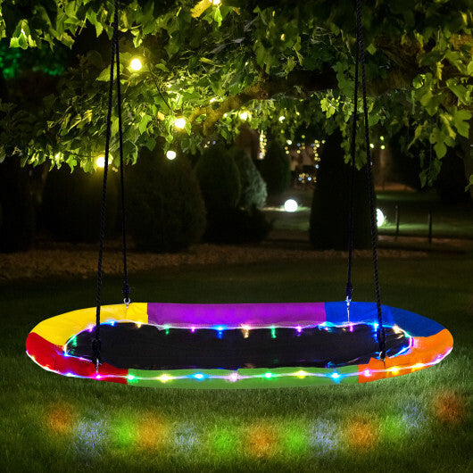 60 Inches Saucer Swing with LED Lights for Kids and Adults-Multicolor W2B