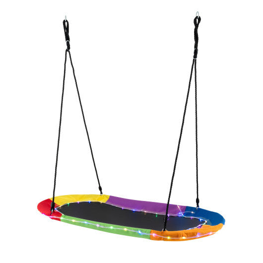 60 Inches Saucer Swing with LED Lights for Kids and Adults-Multicolor W2B
