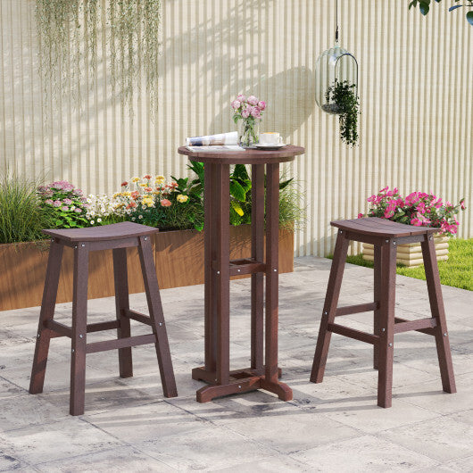 29 Inch HDPE Patio Bar Stool Set of 2 Armless Saddle Stools-Black W2B